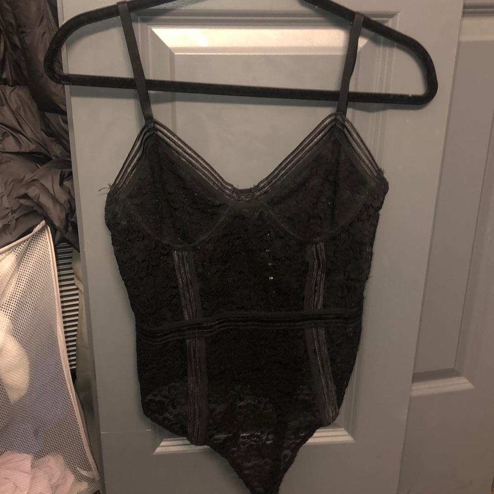 Black lace body suit